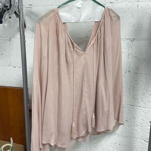 WINK Long Sleeve Top - Light Pink Chiffon Cut Out Shirt - Size Small